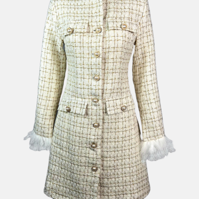 Stylites Woven Style Texture Coat with Down Fur