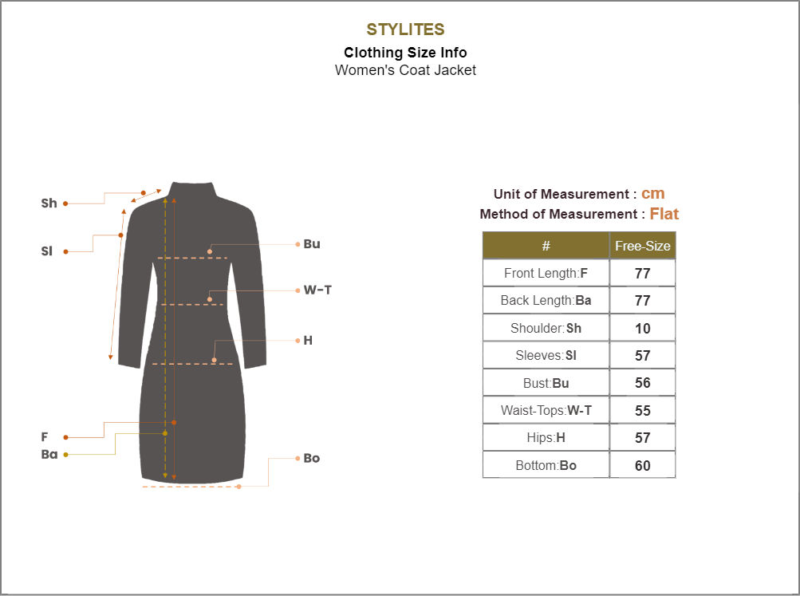 Stylites Long Sleeve Suit Coat Jacket Size Chart