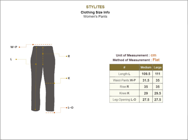 Stylites Baggy Jeans Trousers Pants Size Chart