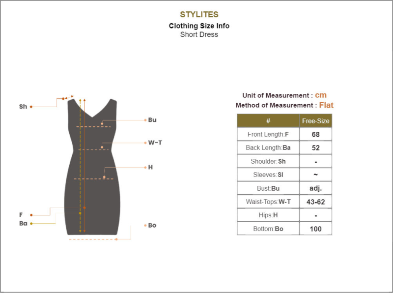 Stylites Bohemian Sleeveless and Backless Short Dress Size Chart