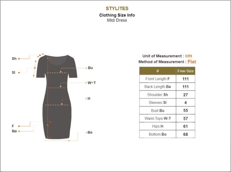 Stylites Sleeveless Slip Knee-Length Dress Size Chart