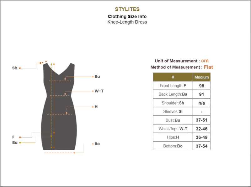 Stylites Sleeveless Slip Knee-Length Dress Size Chart