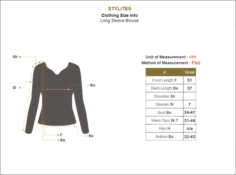 Stylites Slim Knit Cotton Gold Button Long Sleeve Blouse with Turtle Neck Size Chart