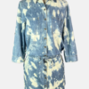 Stylites Tie-Dye Denim Print Long Sleeve Short Dress with Collar