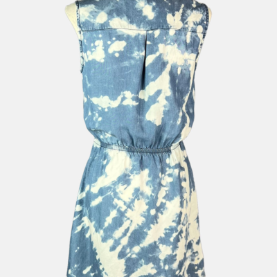 Stylites Tie-Dye V-Neck Denim Print Sleeveless Short Dress