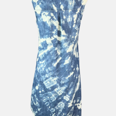 Stylites Tie-Dye V-Neck Light Denim Print Sleeveless Short Dress