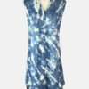 Stylites Tie-Dye V-Neck Light Denim Print Sleeveless Short Dress