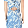 Stylites Tie-Dye V-Neck Light Denim Print Short Sleeve Dress with Back Strings