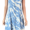 Stylites Tie-Dye V-Neck Light Denim Print Short Sleeve Dress with Back Strings