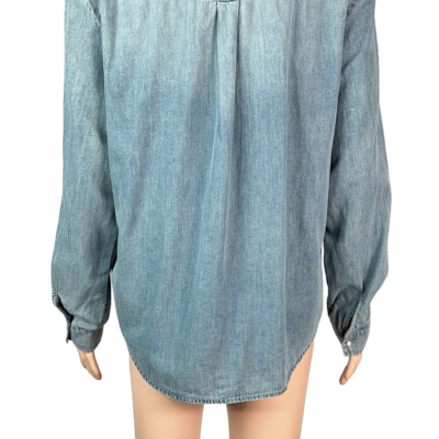 Stylites Soft Denim Long Sleeve Blouse with Collar