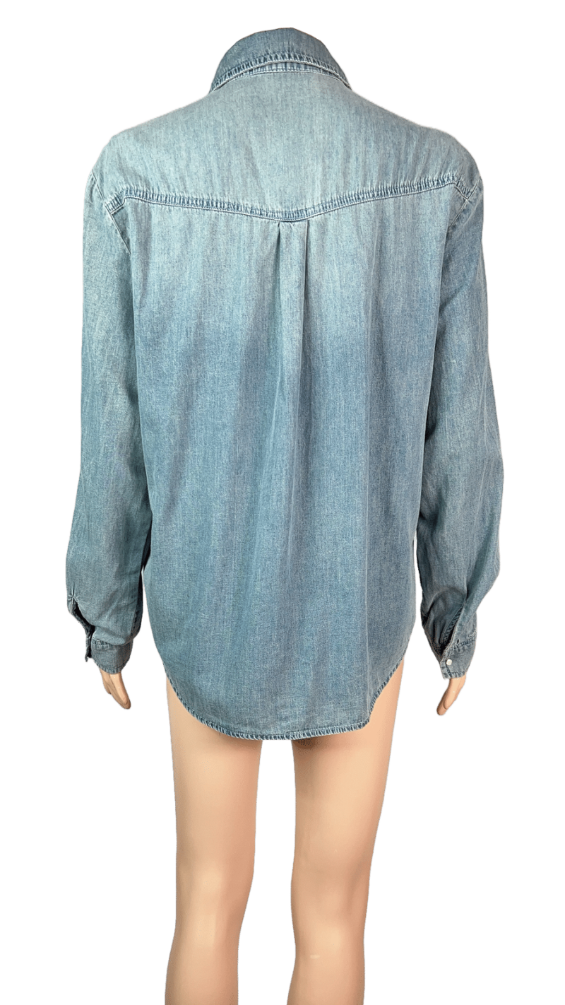 Stylites Soft Denim Long Sleeve Blouse with Collar