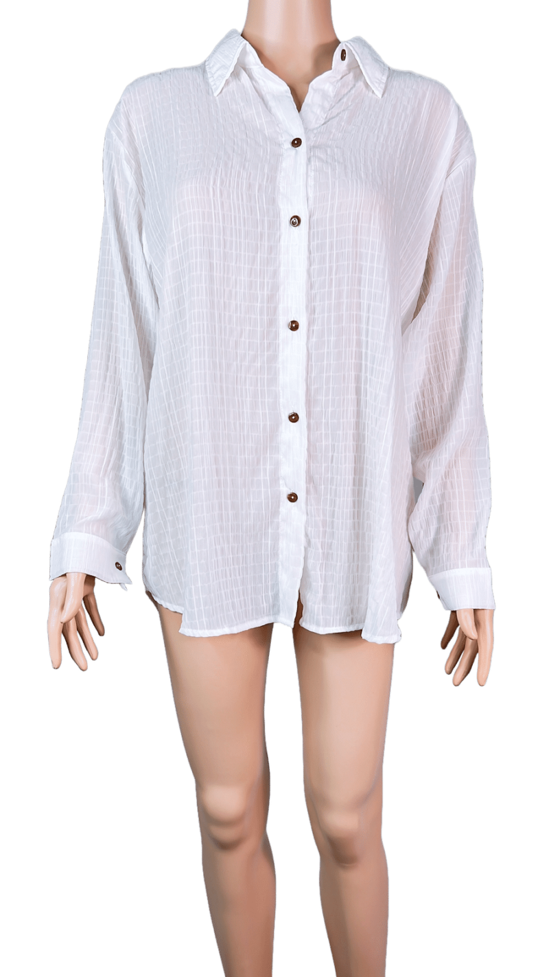 Stylites Linen Button Up Long Sleeve Blouse