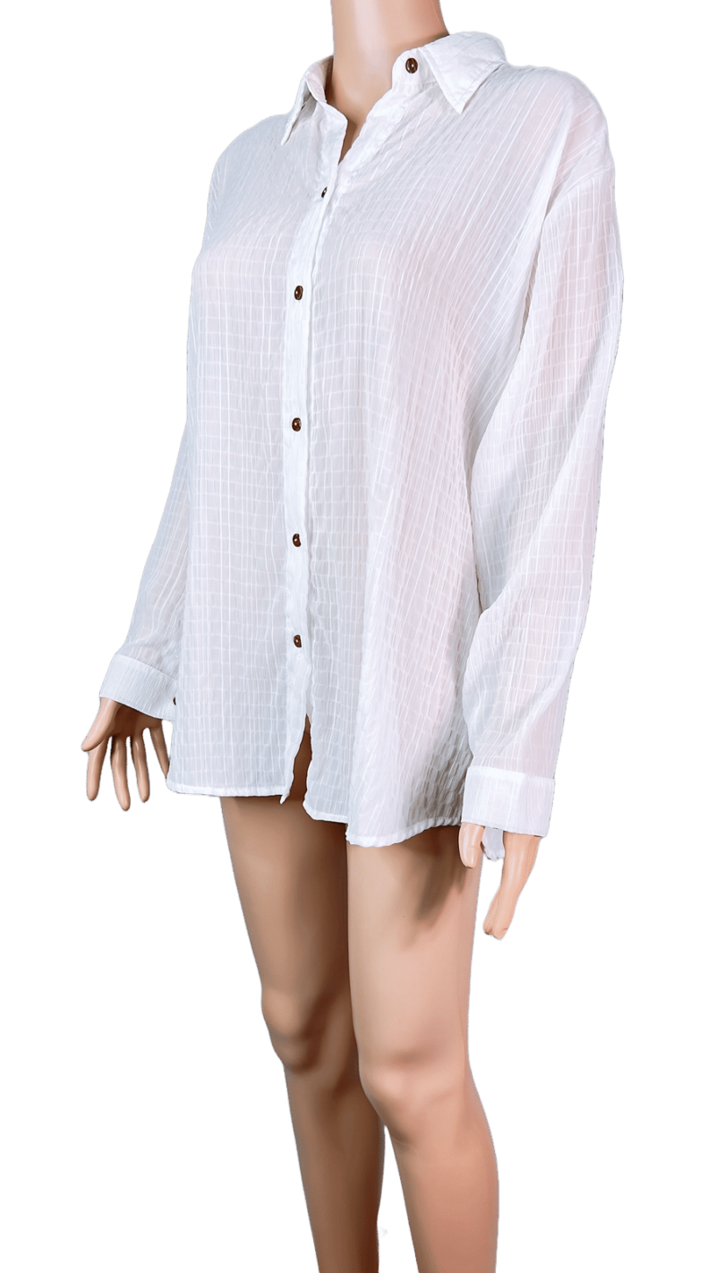 Stylites Linen Button Up Long Sleeve Blouse