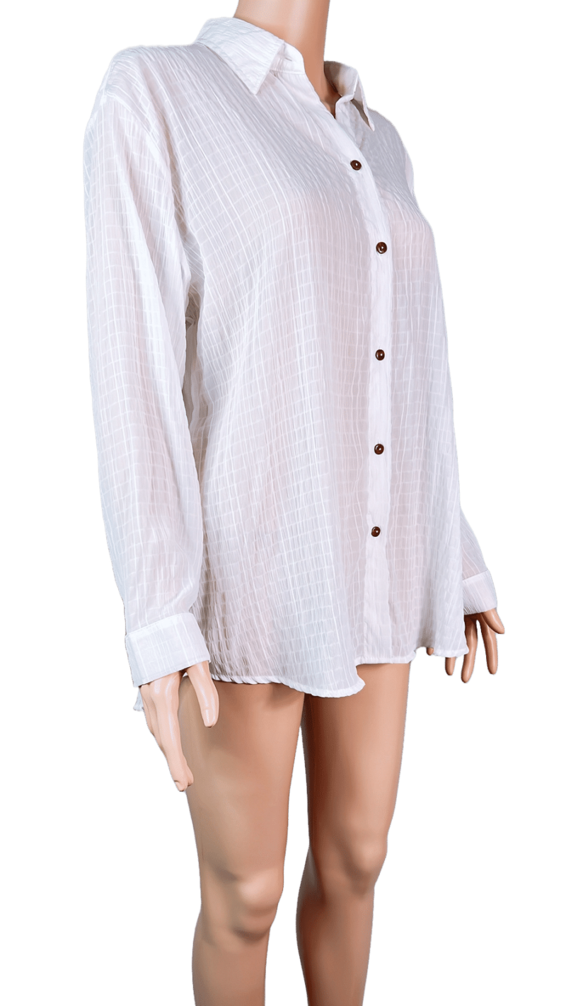 Stylites Linen Button Up Long Sleeve Blouse