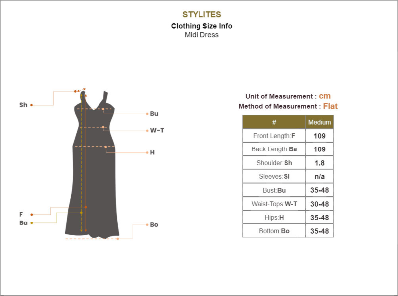 Stylites Jersey Bodycon Sleeveless Midi Dress Size Chart