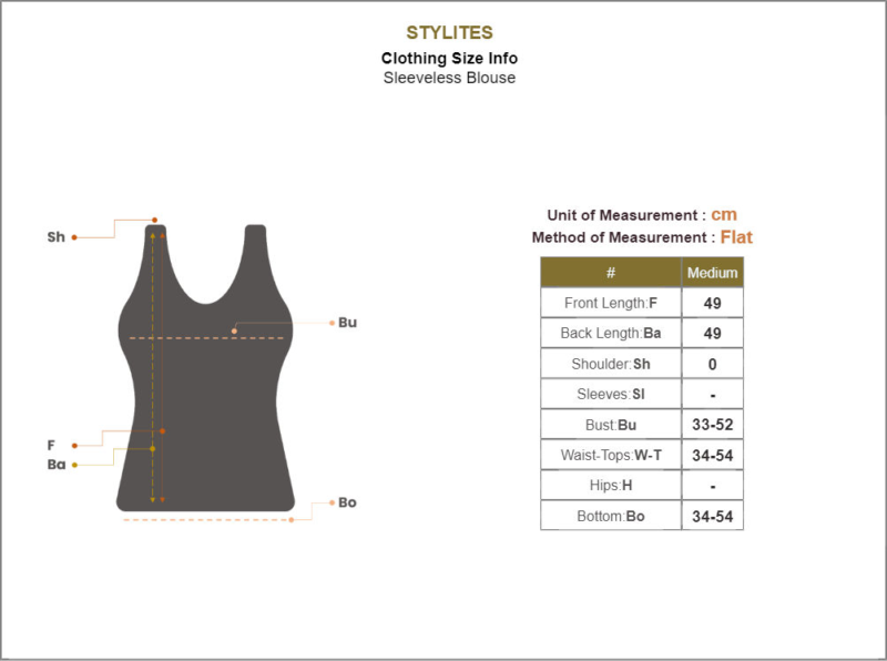 Stylites Turtle Neck Sleeveless Blouse Size Chart