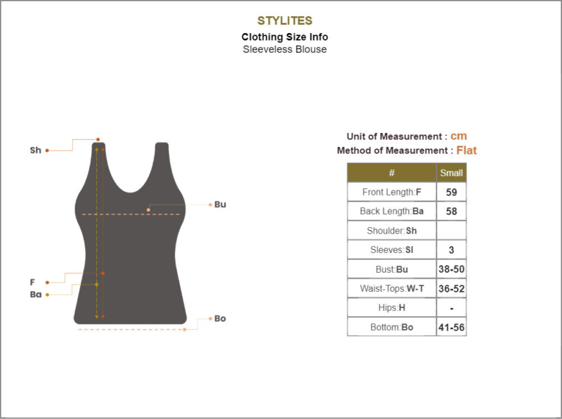 Stylites Glittery Silver Sleeveless Top Size Chart