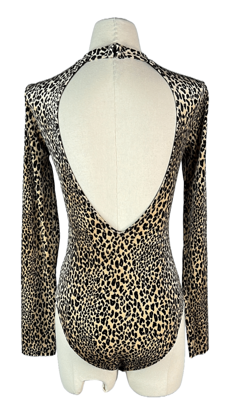 Stylites Knot Back Leopard Print Long Sleeve Bodysuit