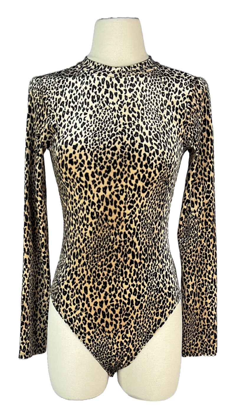 Stylites Knot Back Leopard Print Long Sleeve Bodysuit