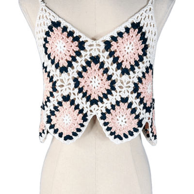 Stylites Hand Made Crochet Spaghetti Crop Top Blouse