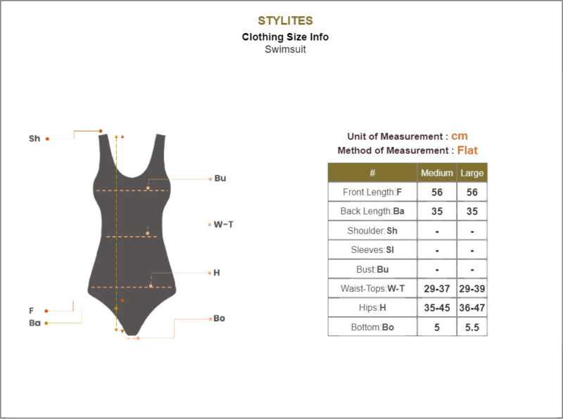 Stylites One Piece Backless Draw String Swimwear Size Chart