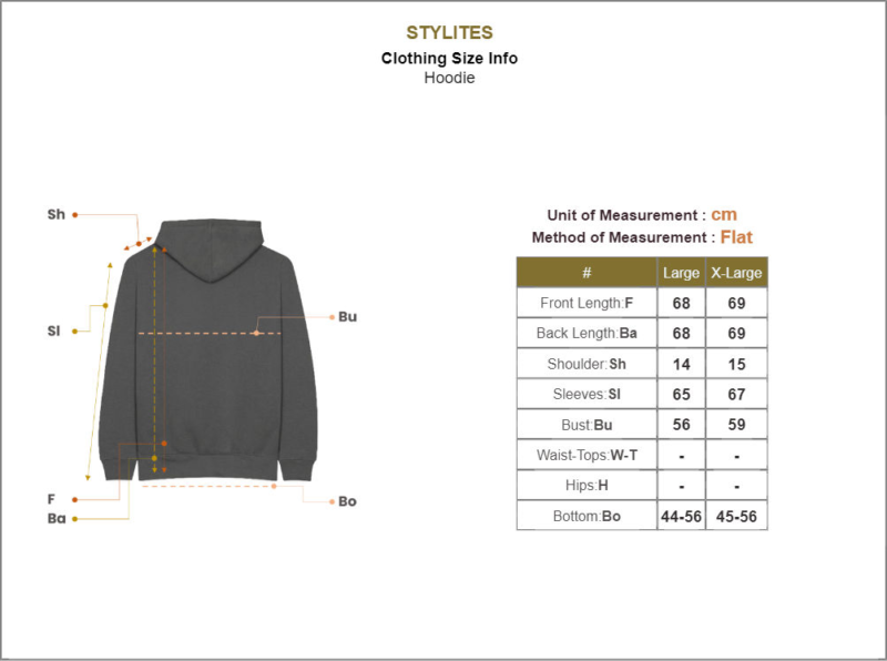 Stylites Off White HIp-Hop Hoodies Outwear Clothing Size Chart