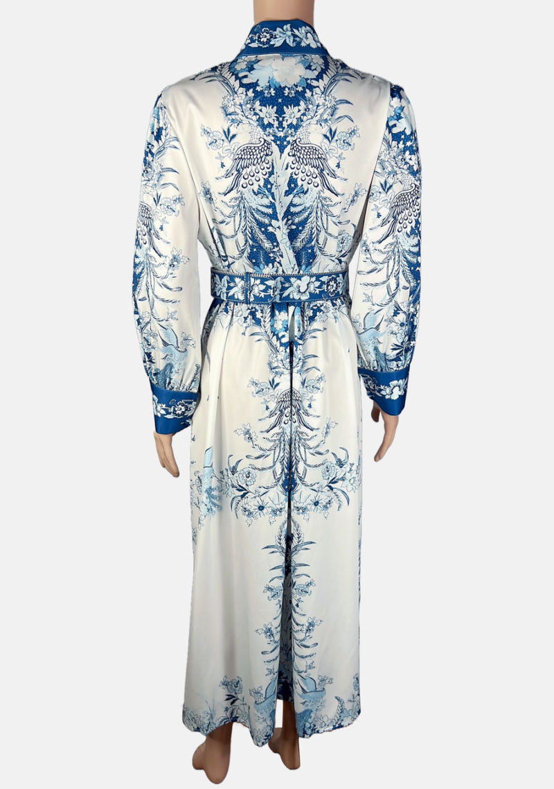 Stylites Women's Vintage Retro Flower Prints Elegant Button-Up Cardigan Maxi Dress