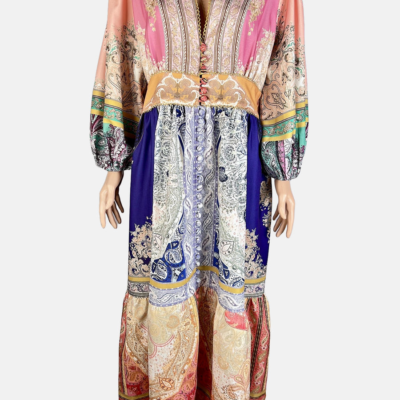 Stylites Women's Bohemian V-Neck Lantern Long Sleeve Maxi Dress