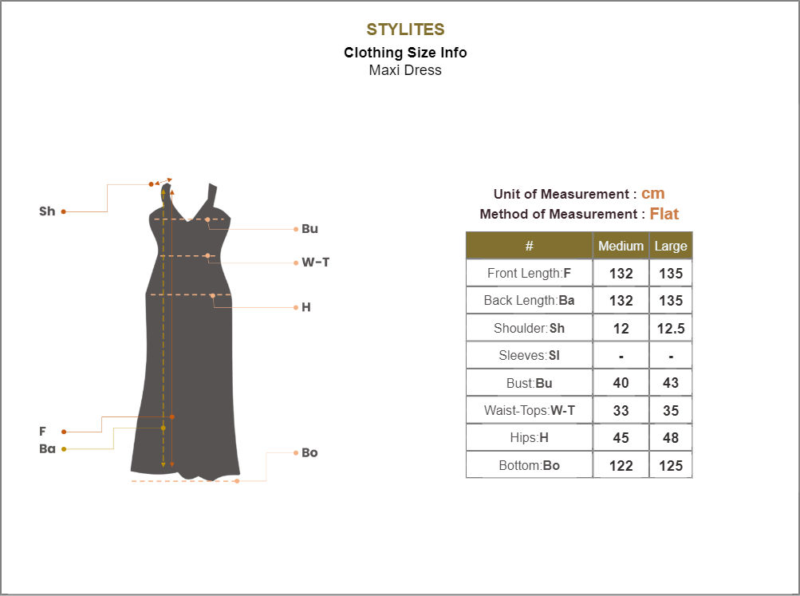 Stylites Floral Printed Plisse Fabric Round Collar Ruffle Trimmed Pleated Sleeveless Maxi Dress Size Chart