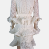 Stylites Zimmerman Inspired Tama Tiered Lace Ruffles Long Sleeve Short Dress with Cloth Belt