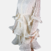 Stylites Zimmerman Inspired Tama Tiered Lace Ruffles Long Sleeve Short Dress with Cloth Belt