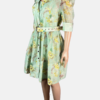 Stylites Zimmerman Inspired Linen Floral Print Short Sleeve Short Dress with Belt