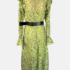 Stylites Lace Ruffle Shoulder Butterfly Long Sleeve Button-Front Maxi Dress with Camisole and Belt