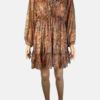 Stylites Zimmerman Inspired Bohemian Silk Long Sleeve Mini Dress with Matching Camisole