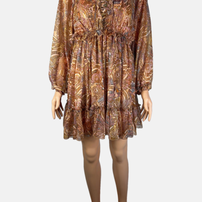 Stylites Zimmerman Inspired Bohemian Silk Long Sleeve Mini Dress with Matching Camisole