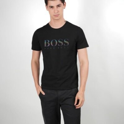 Stylites Boss Men's Round Neck Shirt with Embossed "Boss Hugo Boss" Front Print