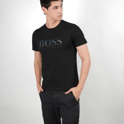 Stylites Boss Men's Round Neck Shirt with Embossed "Boss Hugo Boss" Front Print