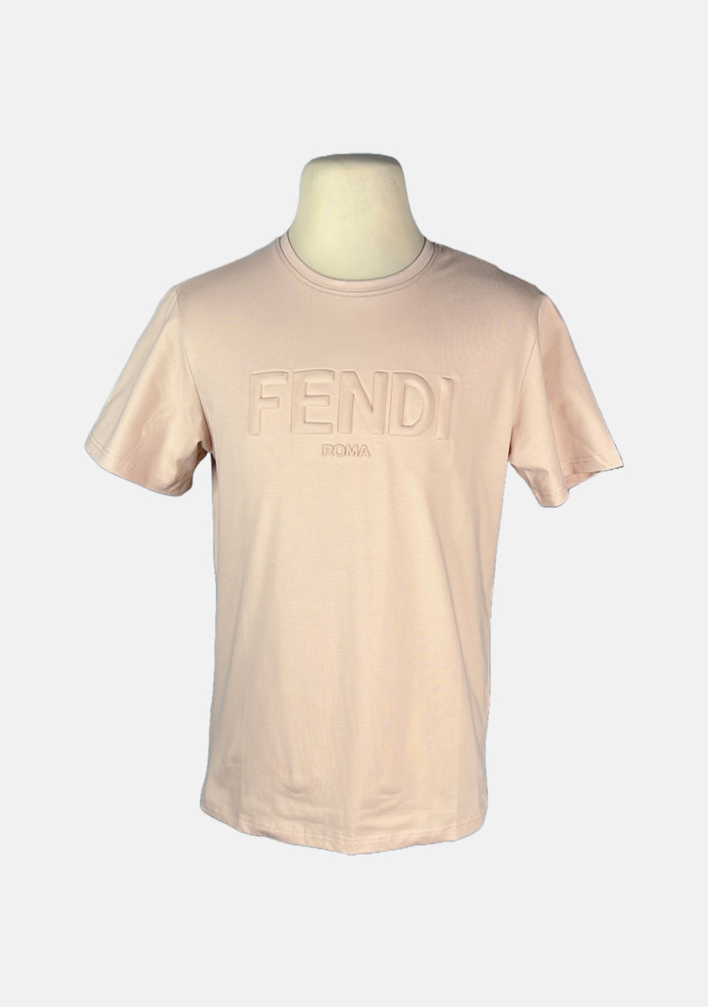 Stylites Fendi Roma Men's Round Neck Shirt with Embossed "FENDI ROMA" Front Print Size Chart