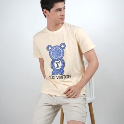 Stylites Louis Vuitton Round Neck Shirt with Louis Vuitton Blue Teddy Bear Front Print