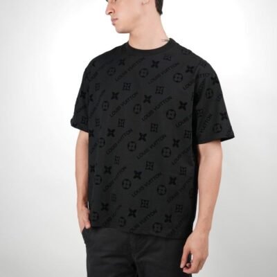 Stylites Louis Vuitton Round Neck Shirt with Embossed "Louis Vuitton" and LV Icons