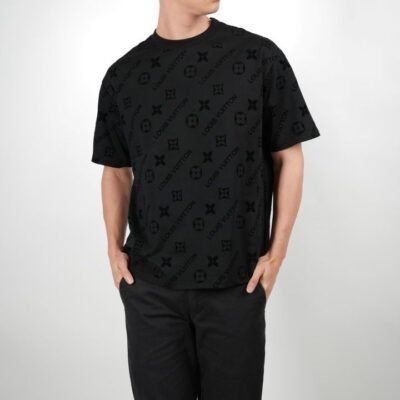 Stylites Louis Vuitton Round Neck Shirt with Embossed "Louis Vuitton" and LV Icons