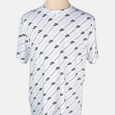 Stylites Nike Round Neck Jersey Style Shirt with Diagonal and Dotted Lines and Nike Logo Print