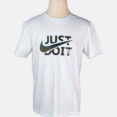 Stylites Nike Round Neck Shirt with Embossed  Semi-Reflecting Purple Chrome "Just Do It" Nike Logo