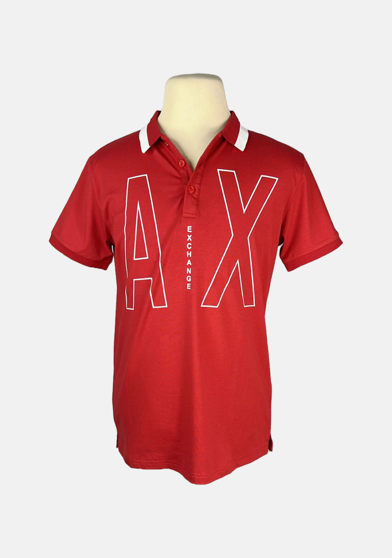 Stylites Armani Exchange Polo Shirt with "AX EXCHANGE" Print on Front  and "AX" Print on Left Sleeve Size Chart
