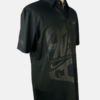 Stylites Nike Button Polo Shirt with Dark Purple-Green Chrome Nike Logo on Left Chest and Air Nike Logo and "FOOT BALL PARIS MESSI" Text Sillhouettes Front Print and Purple Chrome Text "NIKE PRO" on Right Sleeve