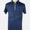 Stylites Under Armor Zip Up Polo Shirt with Black Under armor Logo on Left Chest and a "UNDER ARMOR" Text and Circular Loops Sillhouette Front Print