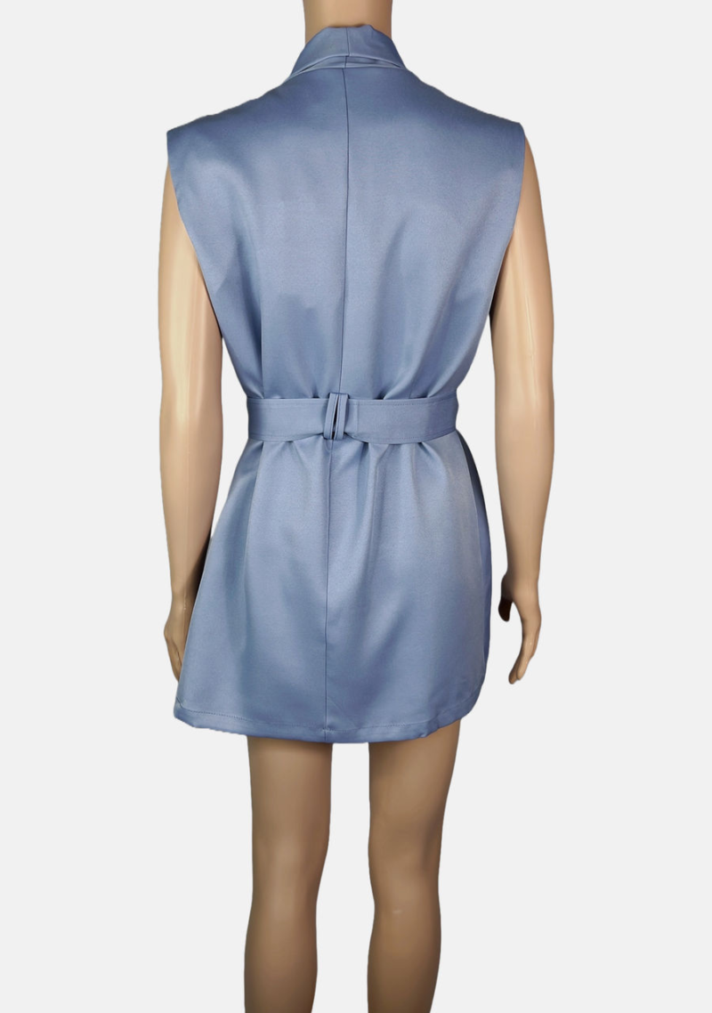 Stylites Vest Dress with Two Breast Pockets and included Cloth Belt