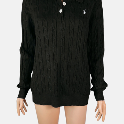 Stylites Knitted Button Up Long Sleeves Sweater with Collar