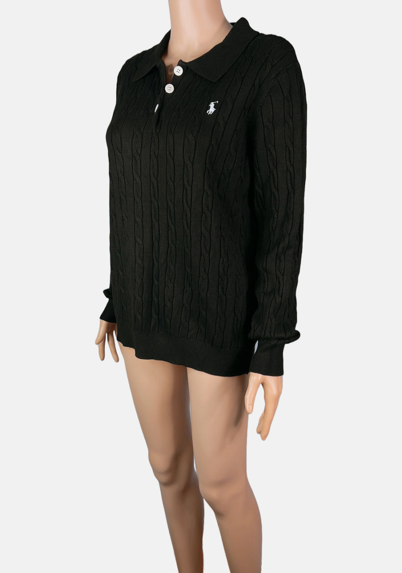 Stylites Knitted Button Up Long Sleeves Sweater with Collar