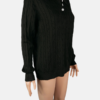 Stylites Knitted Button Up Long Sleeves Sweater with Collar